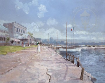 Thomas Kinkade Painting - lo largo de la costa Robert Girrard Thomas Kinkade